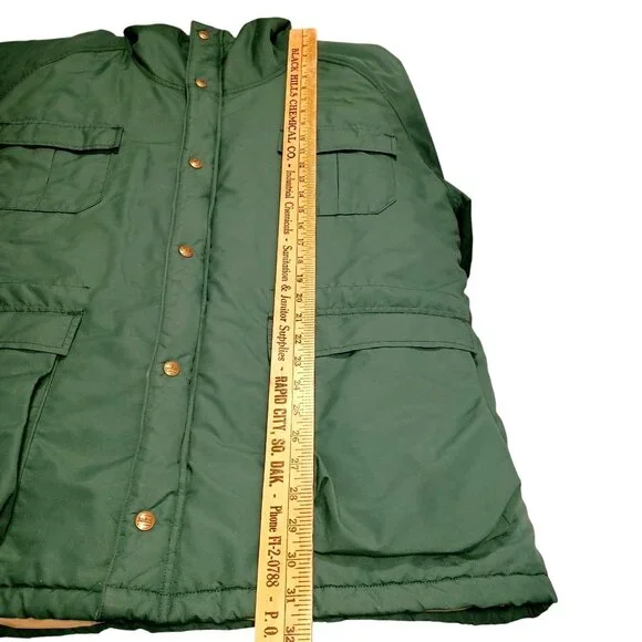 L.L. Bean VTG Green Hooded Parka Zip Snap Pockets Size M Winter Car Coat Mens XL - Picture 12 of 15